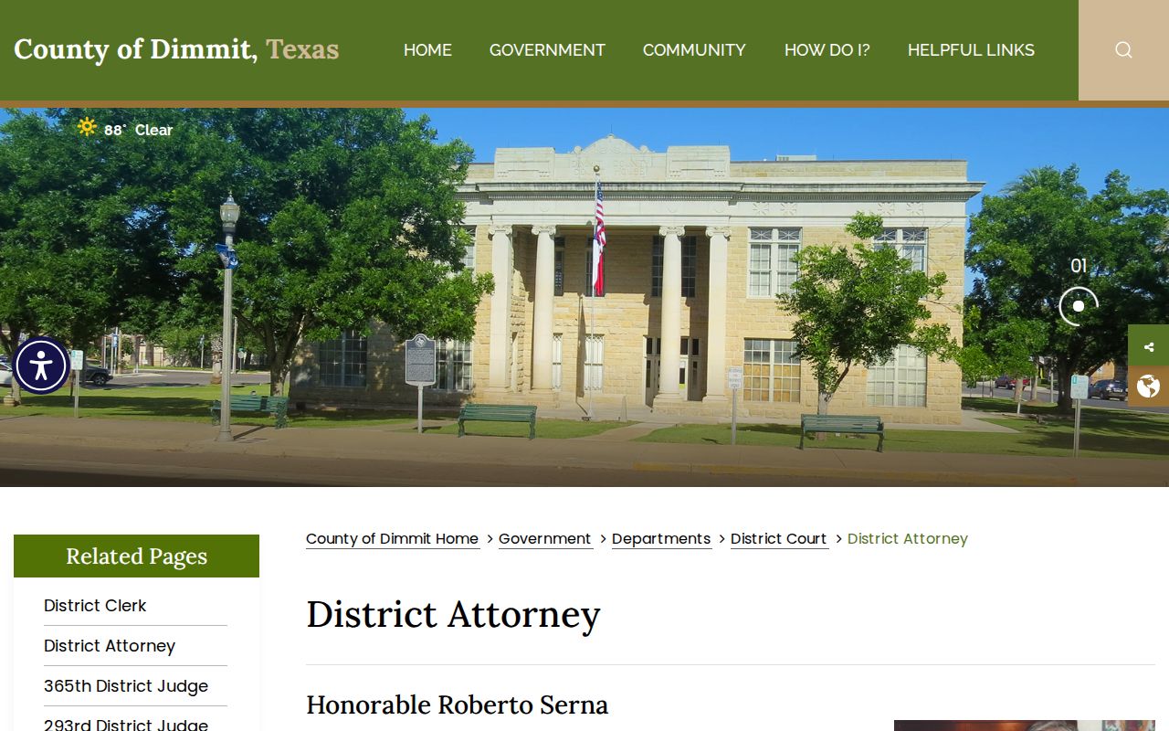 Dimmit County felony criminal court case prosecutor contact page