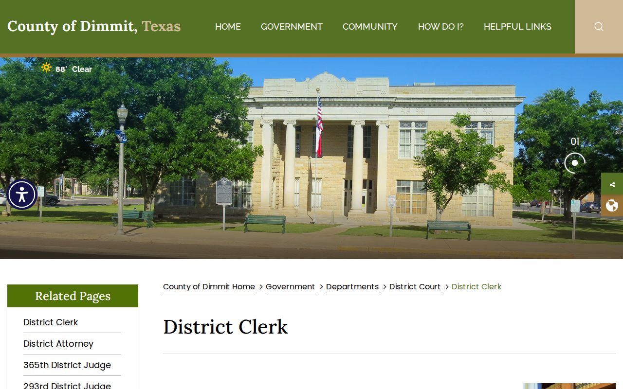 Dimmit County District Clerk criminal court case records page