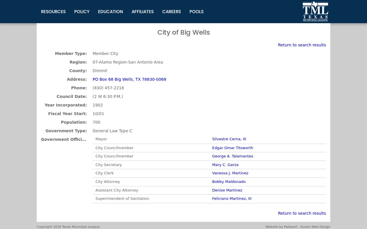 Big Wells city listing for Dimmit County criminal records routing